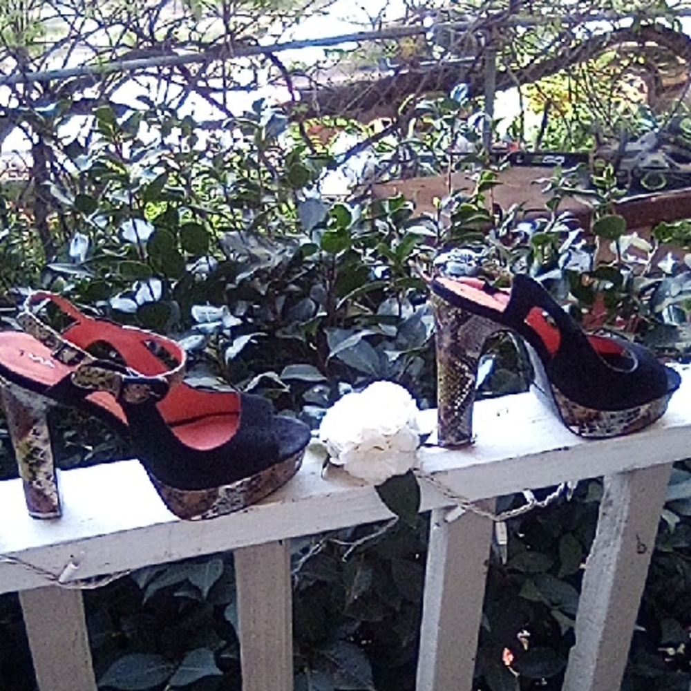 Via Spiga High High Heels Leather Snake Skin Size 10 M Made In Italy.